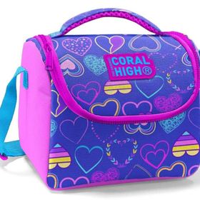 Coral High Kız Çocuk Pembe Lavanta Kalpli Okul - Thermo Yalıtımlı Beslenme Çantası