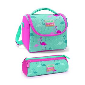 Coral High Kız Çocuk Su Yeşili Pembe Flamingo Okul - Isı Yalıtımlı Beslenme Çantası