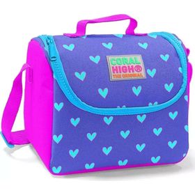 Coral High Kız Çocuk Usb Soketli Kalp Baskılı Okul Çantası ve Beslenme Çantası Seti