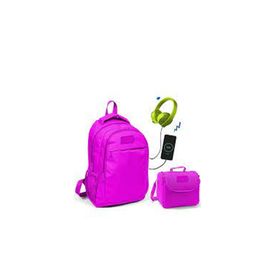 Coral High Kız Çocuk Usb Soketli Koyu Pembe Okul ve Beslenme Çantası