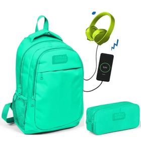 Coral High Kız Çocuk USB Su Yeşili Okul ve Beslenme Çantası