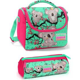 Coral High Kız Çocuk Yeşil Kırmızı Koala Beslenme Çantası Seti