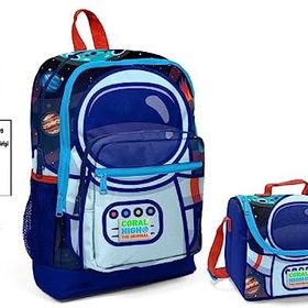 Coral High Mavi Astronot Baskılı Okul Çantası ve Seti - Erkek Çocuk - USB Soketli Beslenme Çantası