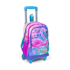 Coral High Mavi Flamingo Kız Çocuk Işıklı Tekerlekli İlkokul Çantası
