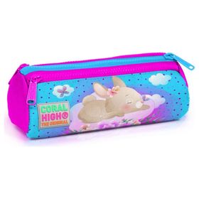 Coral High Mavi Pembe Tavşan Üç Bölmeli Kalem Çantası - Kız Çocuk Kalemlik