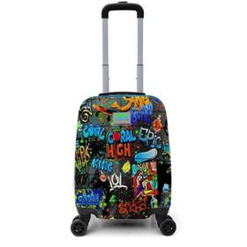 Coral High Mini Siyah Mavi Grafiti Desenli Çocuk Valizi 16760 Valiz