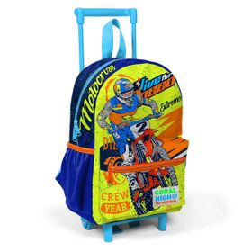 Coral High Minik Yuva Çekçekli Sırt Çantası Fosforlu Sarı Saks Motorsiklet Desenli Iki Bölmeli 24042 K120.1 Okul Çantası