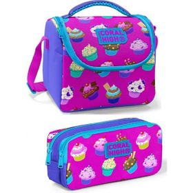 Coral High Mor Cupcake Kız Çocuk Beslenme Çantası Seti - Lavanta Mor Cupcake Beslenme Çantası