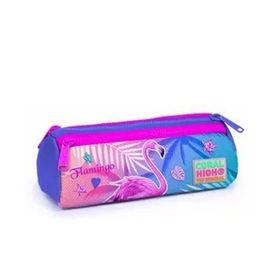 Coral High Mor Flamingo Baskılı Üç Bölmeli -Kız Çocuk Kalemlik