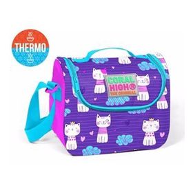Coral High Mor Kedi Desenli Termoslu Beslenme Çantası