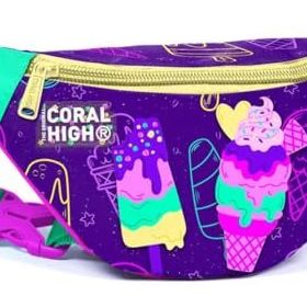 Coral High Mor Pembe Dondurma Baskılı Kız Çocuk Bel Çantası