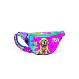 Coral High Mor Pembe Köpek Baskılı Kız Çocuk Bel Çantası
