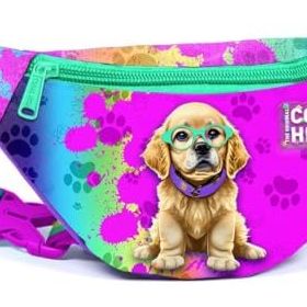 Coral High Mor Pembe Köpek Baskılı Kız Çocuk Bel Çantası