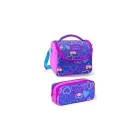 Coral High Mor Pembe Mor Kalp Kız Çocuk Beslenme Çantası Seti