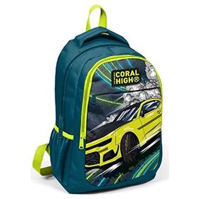 Coral High Nefti/Sarı Araba İlkokul ve Ortaokul Sırt Çantası Üç Bölmeli Erkek Çocuk Okul Çantası
