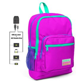 Coral High Pembe İlkokul Ve Günlük Sırt Çantası - Kız Çocuk - Usb ve Aux Soketli Okul Çantası