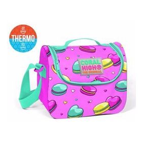Coral High Pembe Makaron Desenli Termoslu Beslenme Çantası