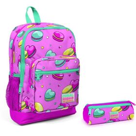 Coral High Pembe Makaron Kız Çocuk İlkokul Çanta Seti