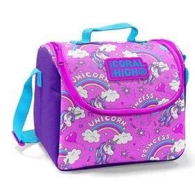 Coral High Pembe Mavi Unicorn Baskılı Termoslu Kız Çocuk Beslenme Çantası