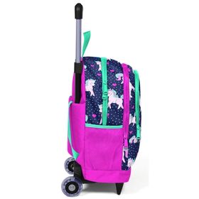 Coral High Pembe Unicorn Baskılı Çekçek - Işıklı Tekerlekler Okul Çantası