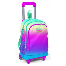 Coral High Pembe-Yeşil-Mavi Işıklı Tekerlekli Çekçek - Kız Çocuk Okul Çantası