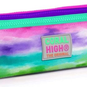 Coral High Renkli Airbrush Üç Bölmeli Kalem Çantası - Kız Çocuk Kalemlik