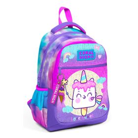 Coral High Renkli Batik Unicorn Dondurma Desenli Üç Bölmeli Okul 23480 Okul Çantası