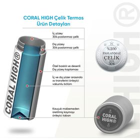 Coral High Saks Mavi Astronot Desenli 500 ml Termos