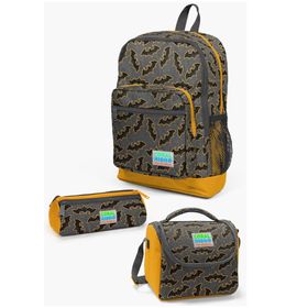 Coral High SET0123721 Kids Koyu Gri Hardal Yarasa Desenli 3’lü Okul Çanta Seti