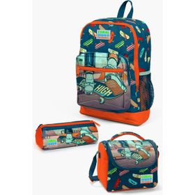 Coral High SET0123723 Kids Civit Neon Turuncu Kaykay Desenli 3’lü Okul Çanta Seti