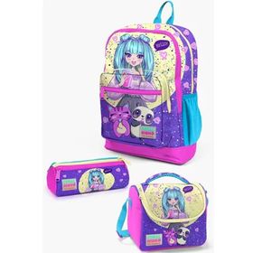 Coral High SET0123735 Kids Mor Pembe Anime Kız Desenli 3’lü Okul Çanta