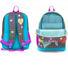 Coral High SET0223837 Kids Gri Mavi Pembe Anime Desenli Usb'li 2'li Okul Çanta Seti