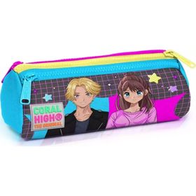Coral High SET0223837 Kids Gri Mavi Pembe Anime Desenli Usb'li 2'li Okul Çanta Seti