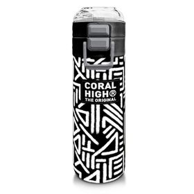 Coral High Siyah Beyaz Geometrik Desenli 500 ml Termos