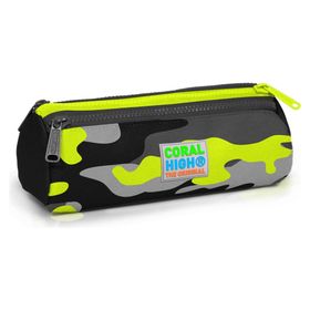 Coral High Siyah Gri Kamuflaj Desenli Üç Bölmeli Kalemlik