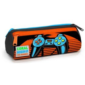 Coral High Siyah Turuncu Gamers Üç Bölmeli Erkek Çocuk Kalemlik