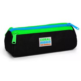 Coral High Siyah-Yeşil Üç Bölmeli Erkek Çocuk Kalem Çantası