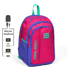 Coral High Sport Beş Gözlü Pembe Okul ve Günlük Sırt Çantası