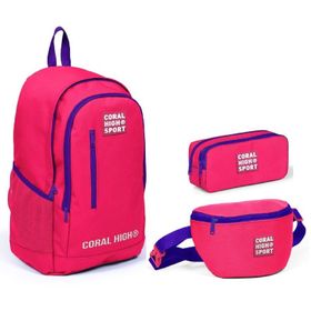 Coral High Sport Neon Mercan Ortaokul Lise Sırt Çanta Seti Okul Çantası