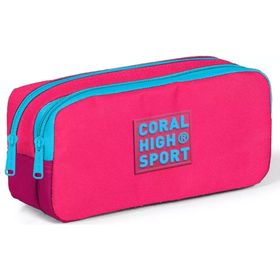 Coral High Sport Pembe-Kırmızı-Mavi Kalem Çantası - İki Gözlü Kalemlik