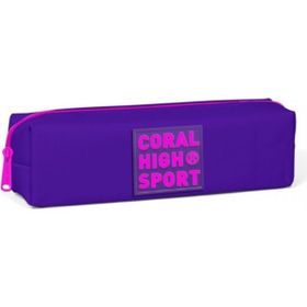 Coral High Sport Tek Bölmeli Pembe Yazılı Mor Kalemlik