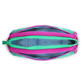 Coral High Su Yeşili Neon Pembe Flamingo Desenli Üç Bölmeli Kalem Çantası Kalemlik