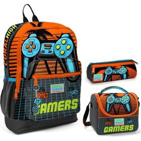 Coral High Turuncu Gamers Üçlü Ilkokul Okul Çanta Seti Okul Çanta