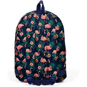 Coral High Üç Gözlü Yeşil Pembe Flamingo Desenli Okul ve Günlük Sırt Çantası 15,6 Inc Laptop Bölmeli Okul Çantası