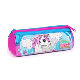Coral High Unicorn Desenli Beslenme Okul Çantası Kalemlik + Çelik Termos - Açık Mavi