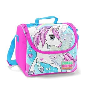 Coral High Unicorn Desenli Beslenme Okul Çantası Kalemlik + Çelik Termos - Açık Mavi