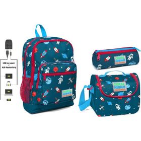 Coral High USB ve AUX Çıkışlı Erkek Çocuk Okul Çanta Seti