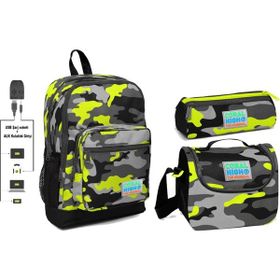 Coral High USB ve AUX Çıkışlı Erkek Çocuk Okul Çanta Seti