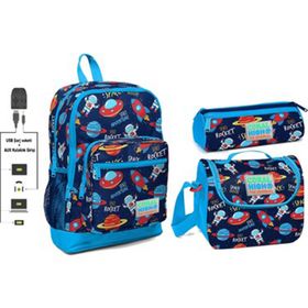 Coral High USB ve AUX Çıkışlı Erkek Çocuk Okul Çanta Seti
