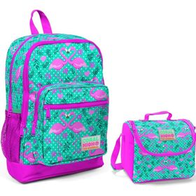 Coral High Yeşil Flamingo Baskılı Okul Çantası ve Beslenme ÇantasI
